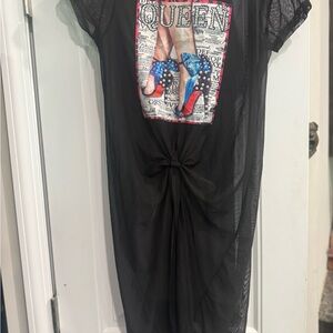 Occasion Black Midi Dress with Graphic Print